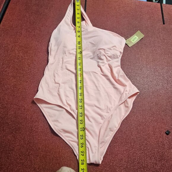Cremieux Womens One Shoulder Bow Pink Swimsuit Sz L Pastel Barbiecore Soft Girl - Picture 13 of 14